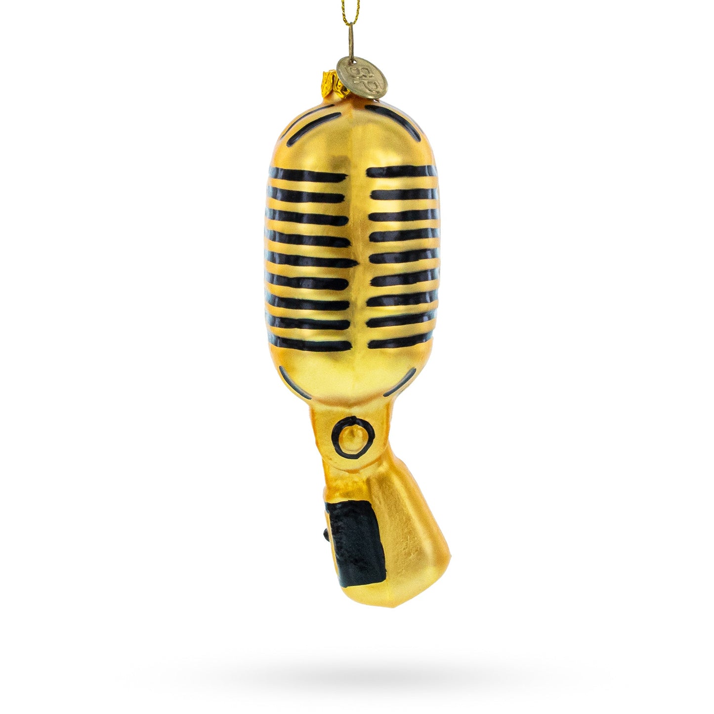 Shiny Golden Microphone Glass Christmas Ornament