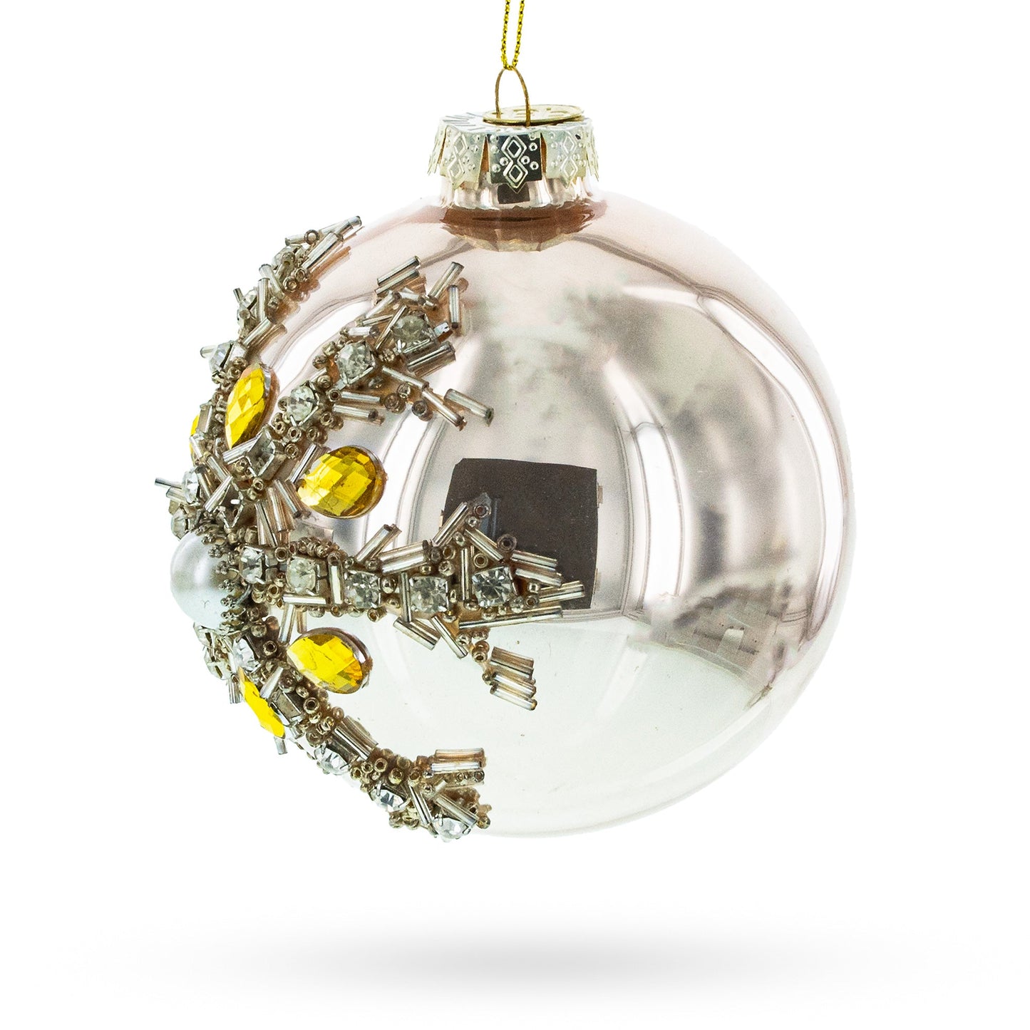Dazzling Jeweled Star Glass Ball Christmas Ornament