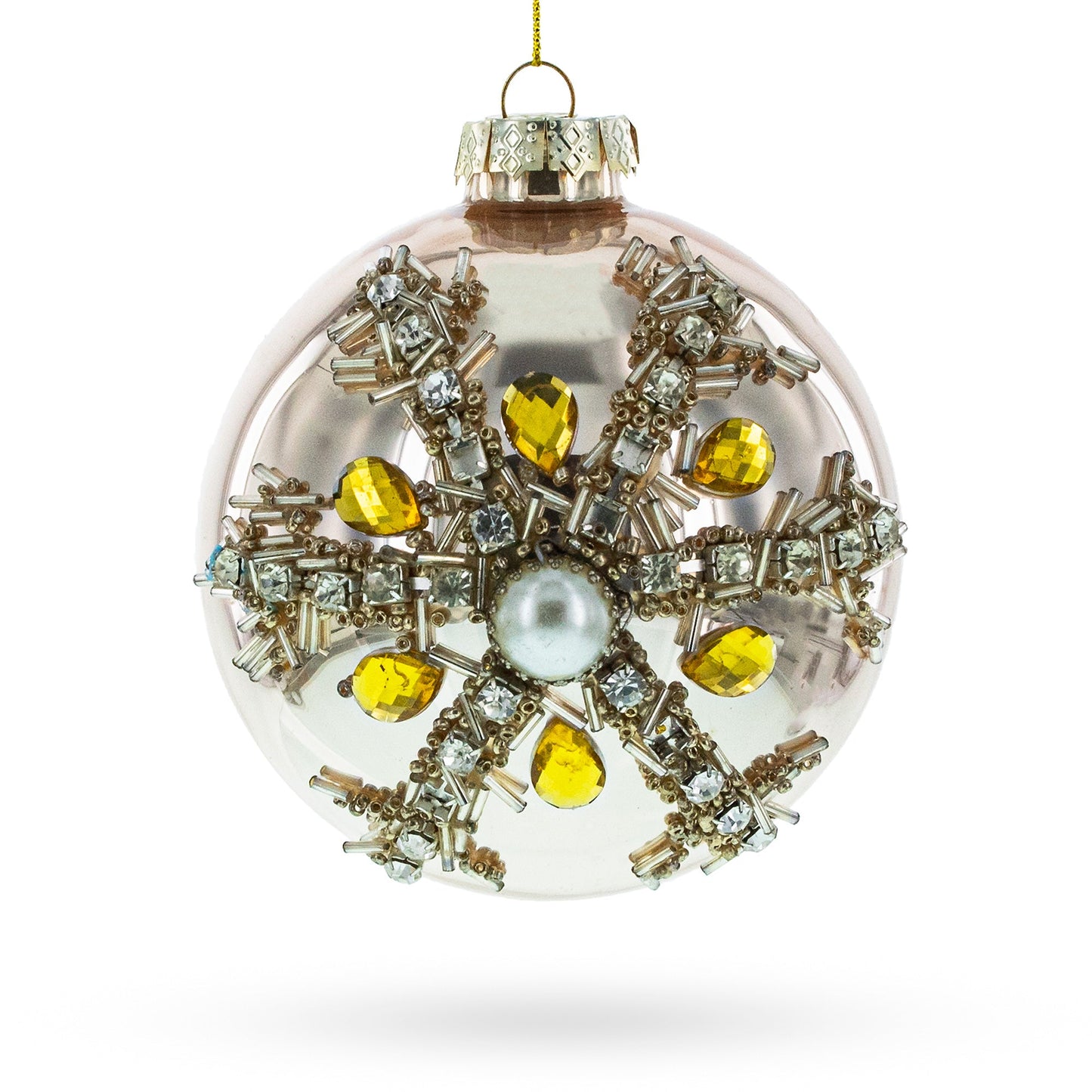 Dazzling Jeweled Star Glass Ball Christmas Ornament