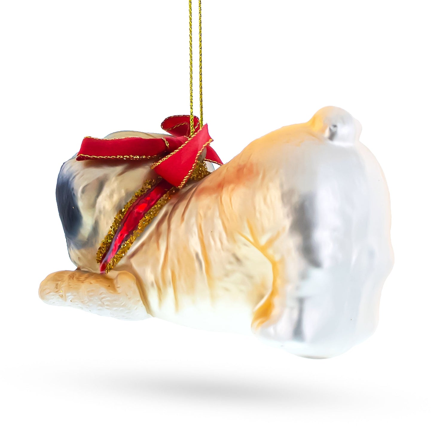 Pug Dog Glass Christmas Ornament