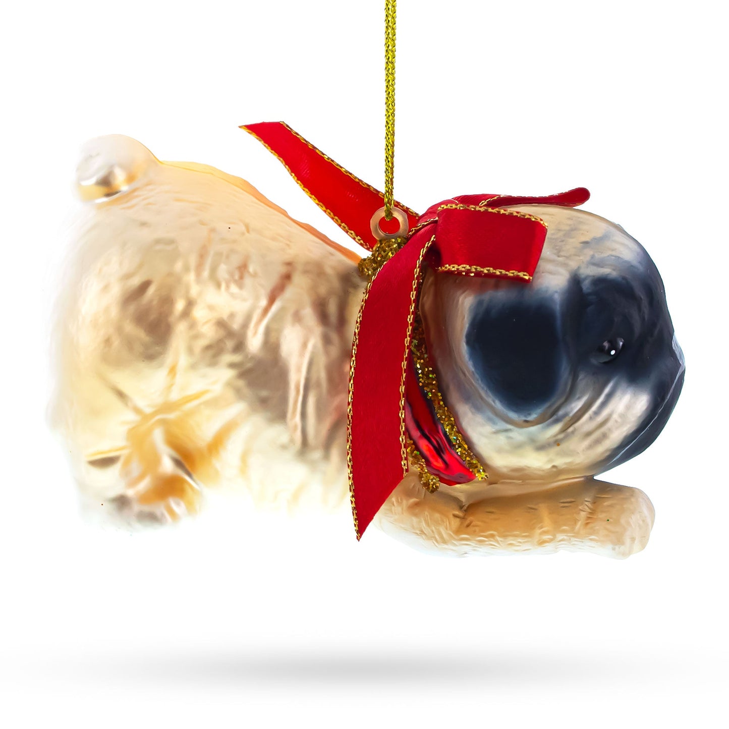 Pug Dog Glass Christmas Ornament