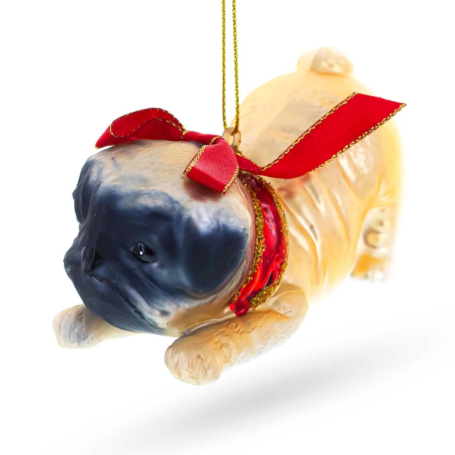 Pug Dog Glass Christmas Ornament
