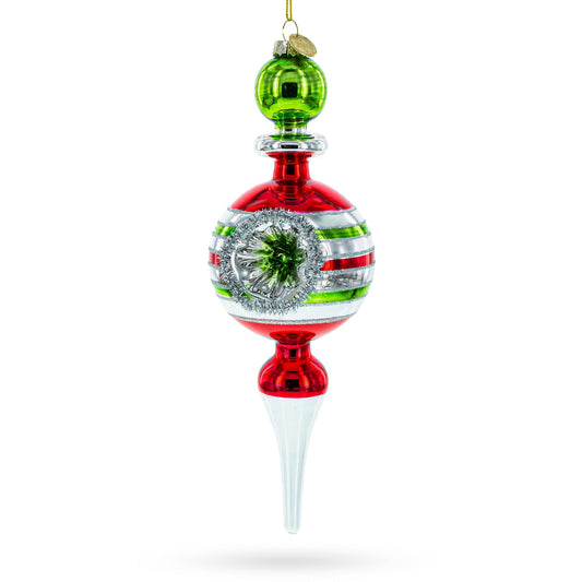 Vintage Multicolored Finial Retro-Inspired Glass Christmas Ornament