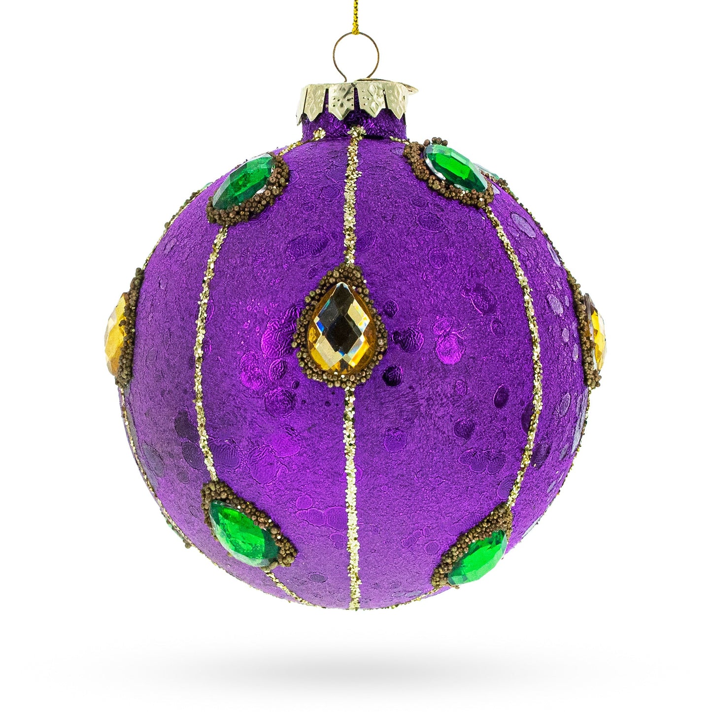 Jeweled-Accent Purple Ball Glass Ball Christmas Ornament
