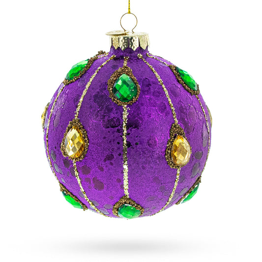 Jeweled-Accent Purple Ball Glass Ball Christmas Ornament