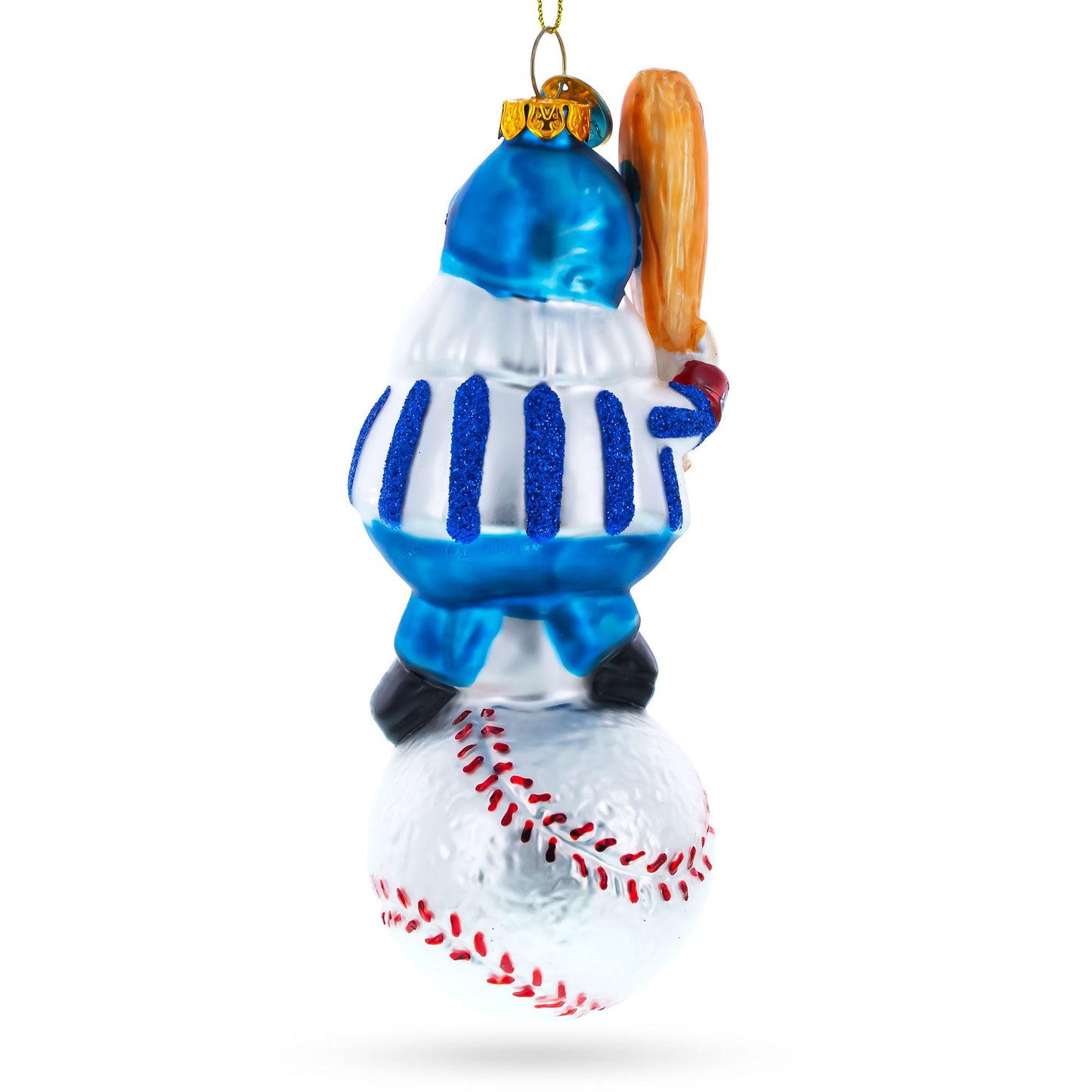 Santa the Baseball Player Glass Christmas Ornament