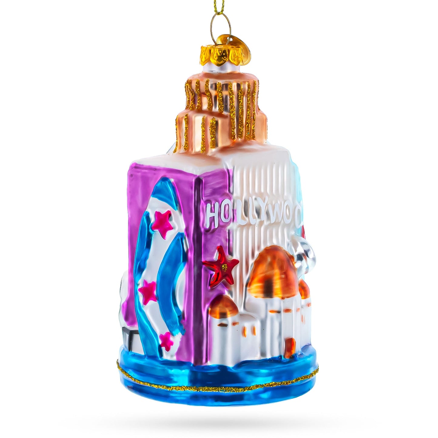 Landmarks of Los Angeles, California Glass Christmas Ornament