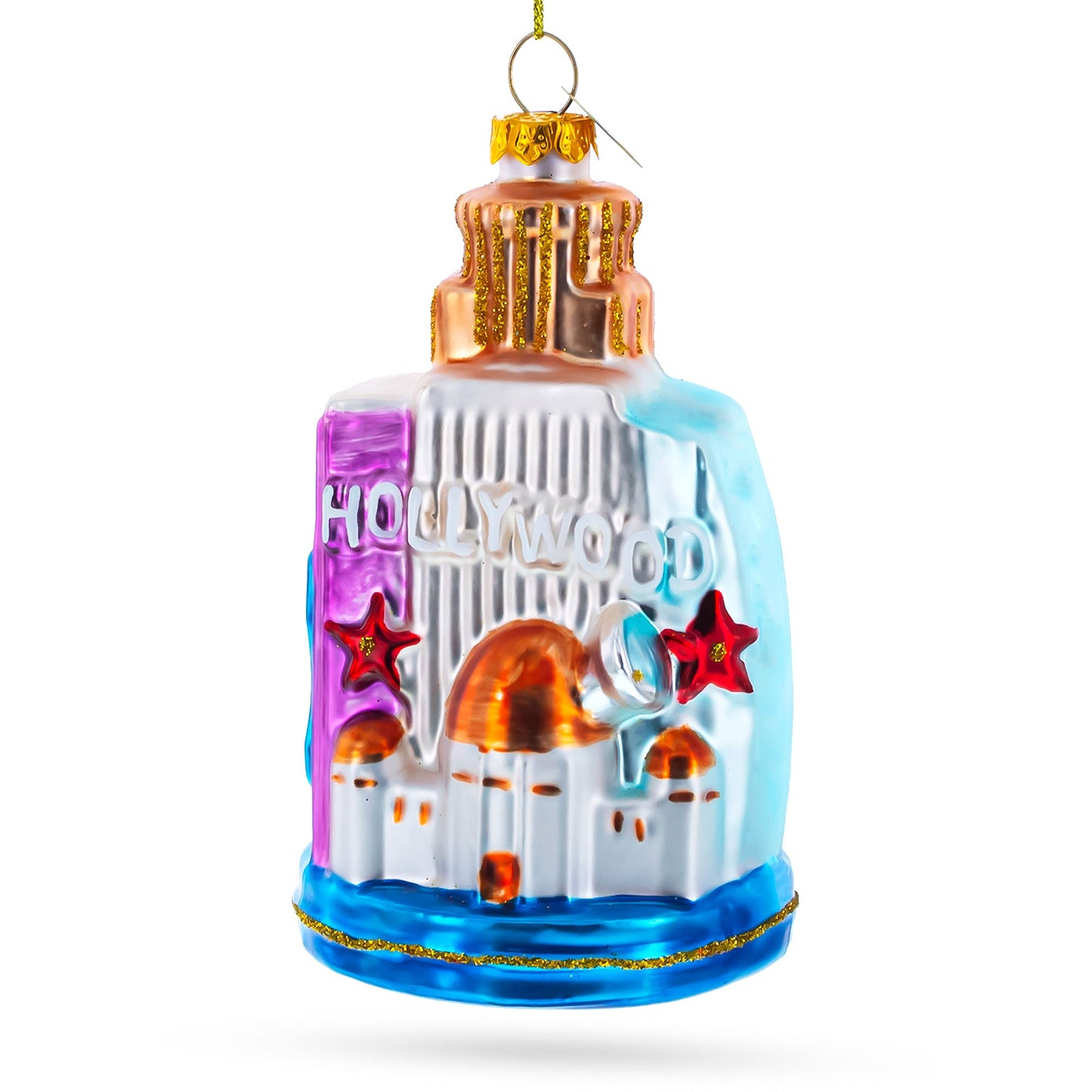 Landmarks of Los Angeles, California Glass Christmas Ornament