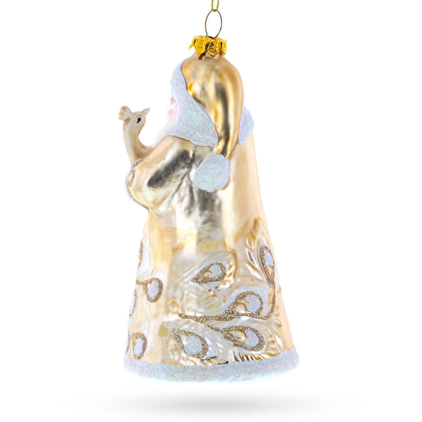 Santa in Golden Coat Glass Christmas Ornament