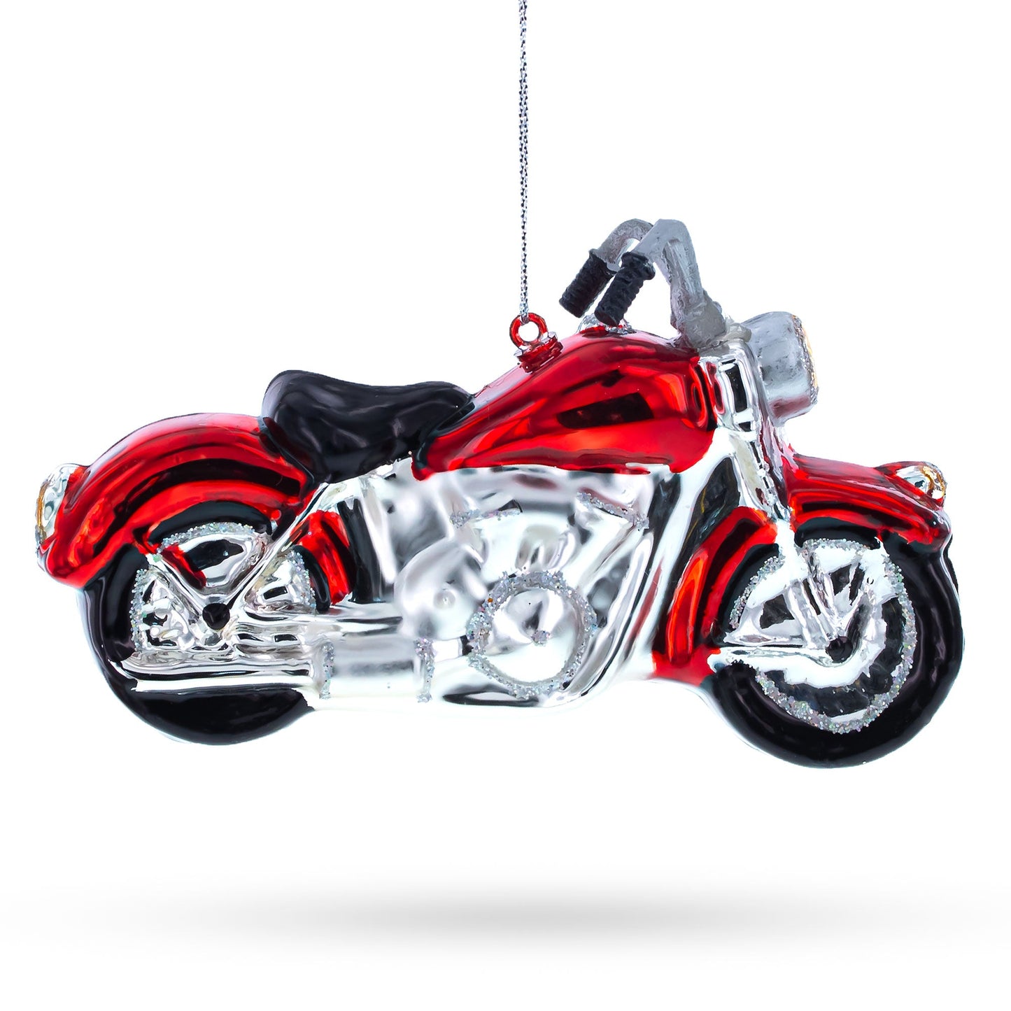 Red Motorcycle Glass Christmas Ornament