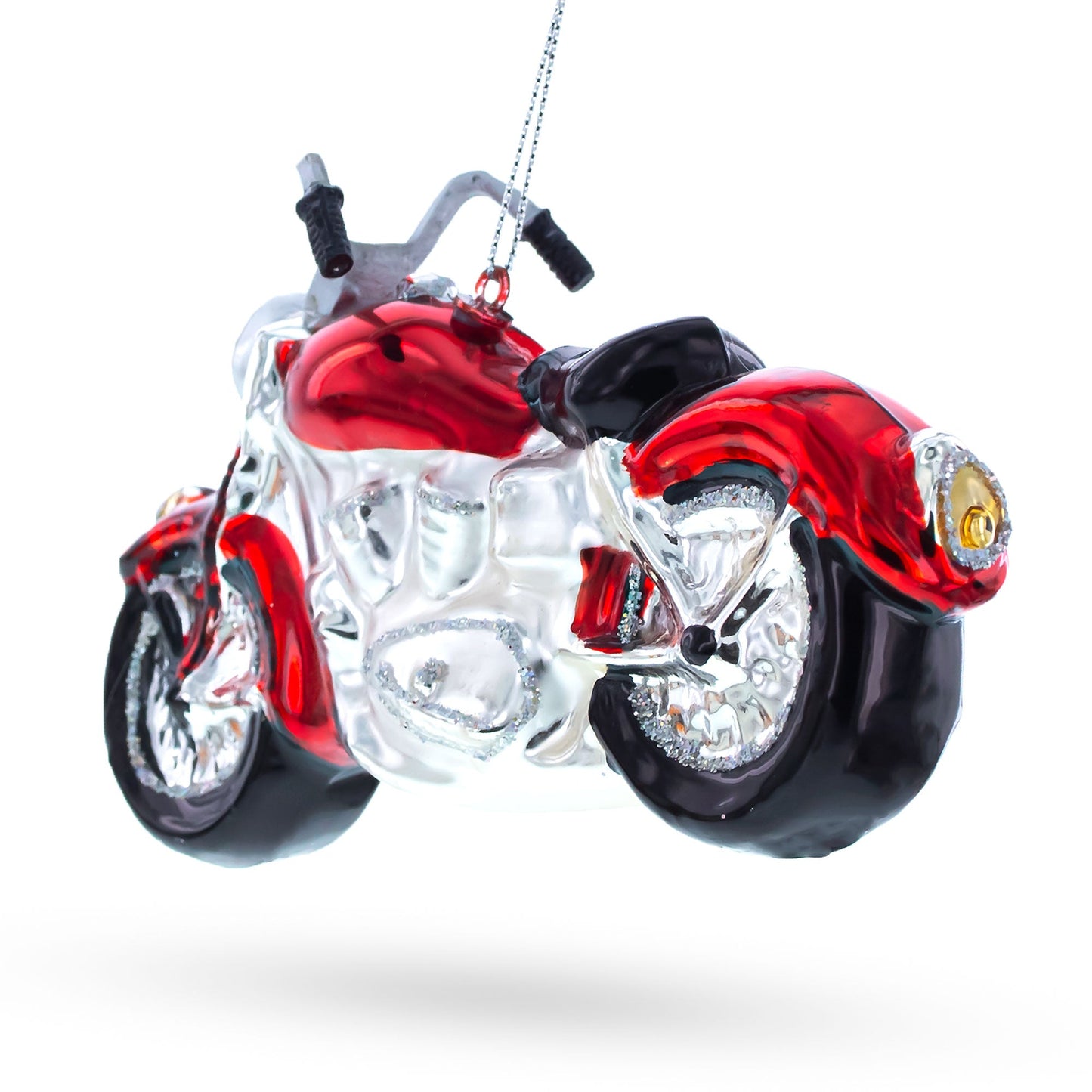 Red Motorcycle Glass Christmas Ornament