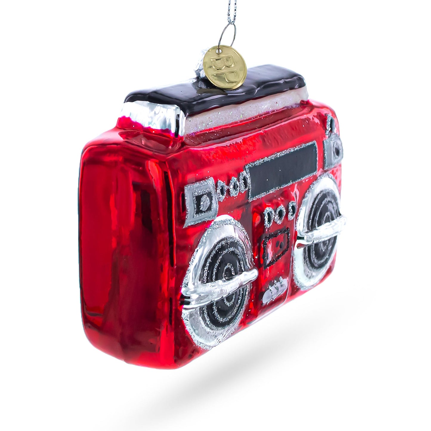 Retro Cassette Player Glass Christmas Ornament