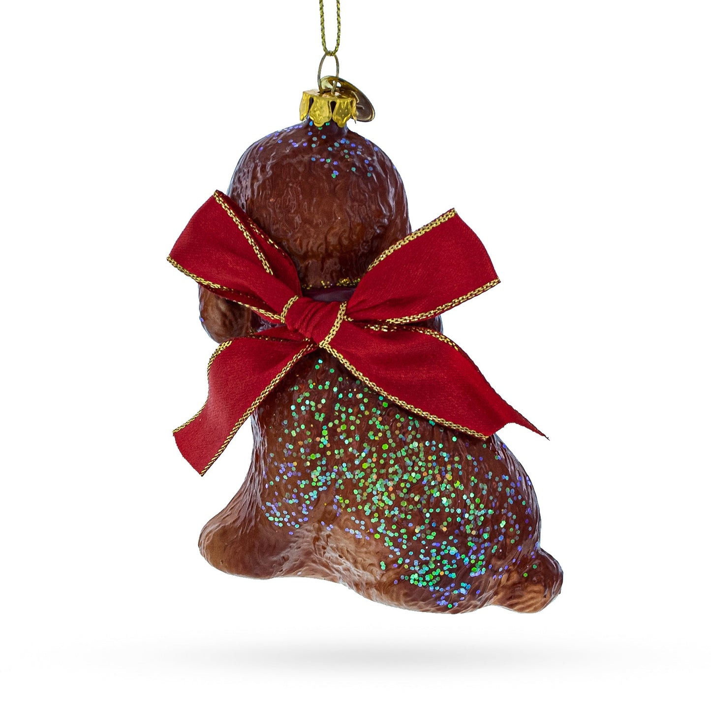 Glittery Spaniel Dog Glass Christmas Ornament