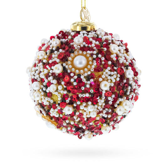 Luxury Pearl & Sequin Beaded Glass Christmas Ornament