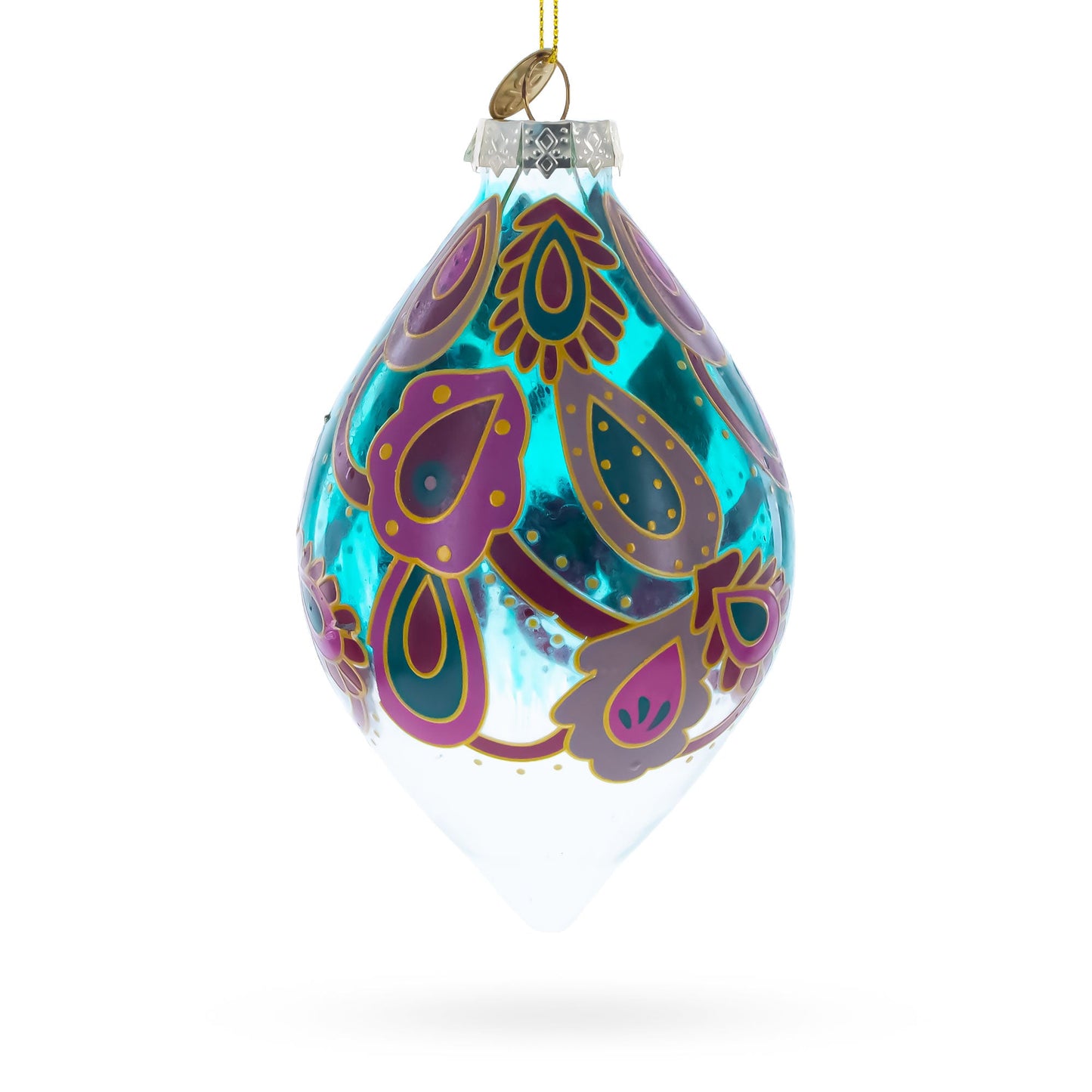 Teardrop Paisley Finial Glass Christmas Ornament