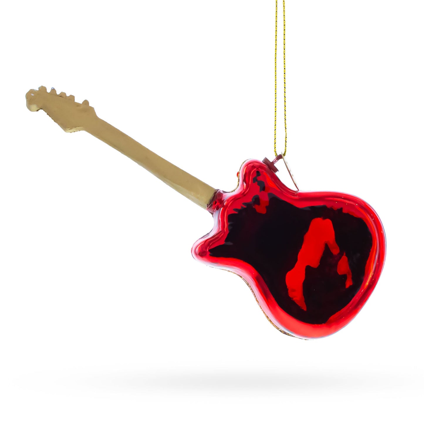 Red Electric Guitar Glass Christmas Ornament