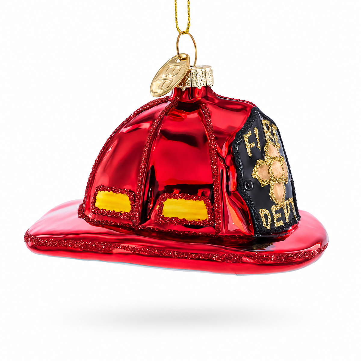Firefighter’s Red Helmet Glass Christmas Ornament