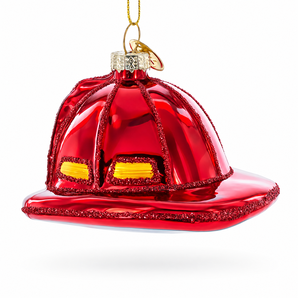 Firefighter’s Red Helmet Glass Christmas Ornament