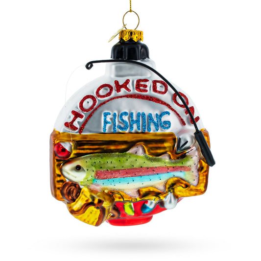 Captivating "Hooked on Fishing" Glass Christmas Ornament
