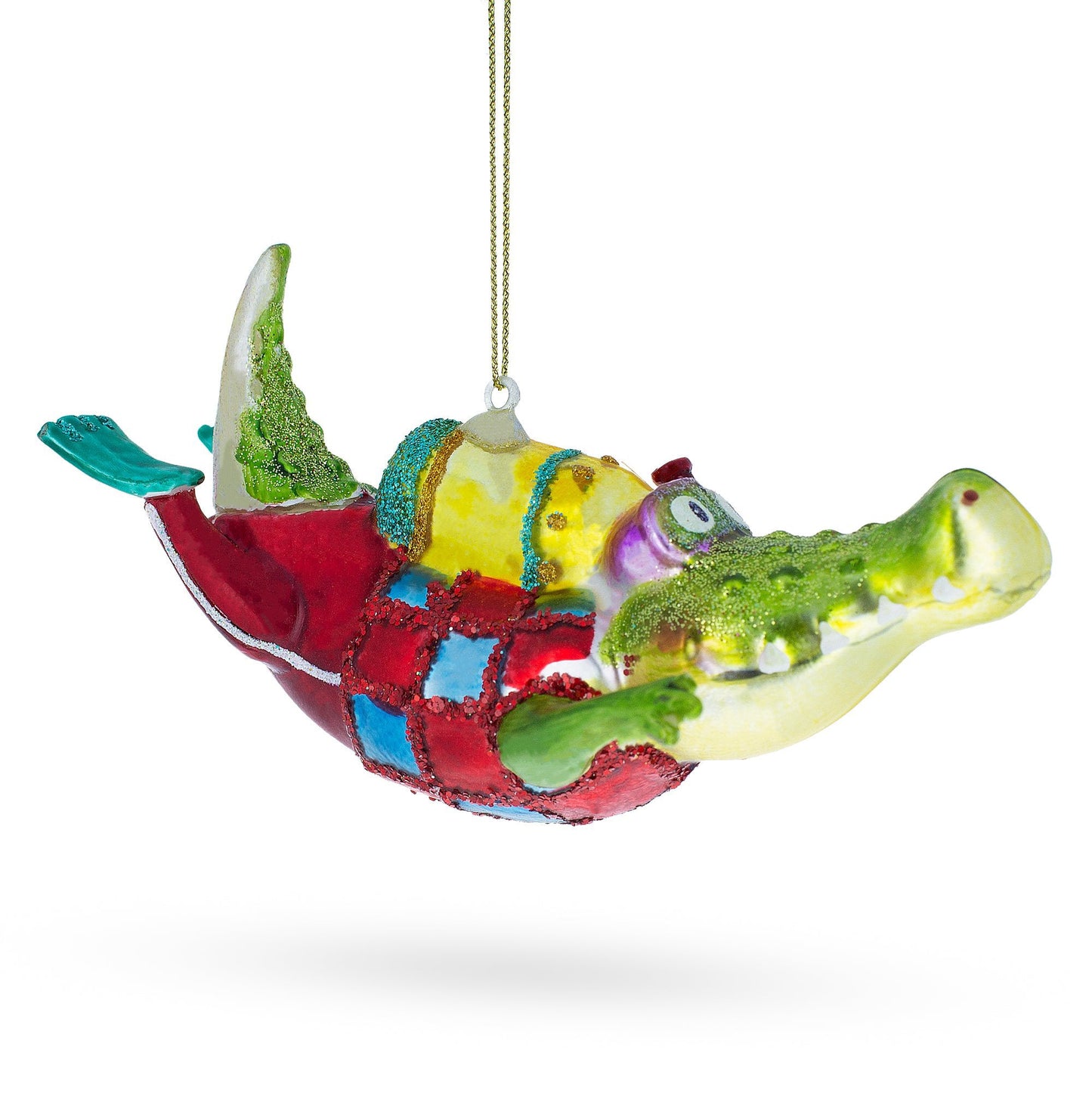 Alligator as a Scuba Diver Glass Christmas Ornament