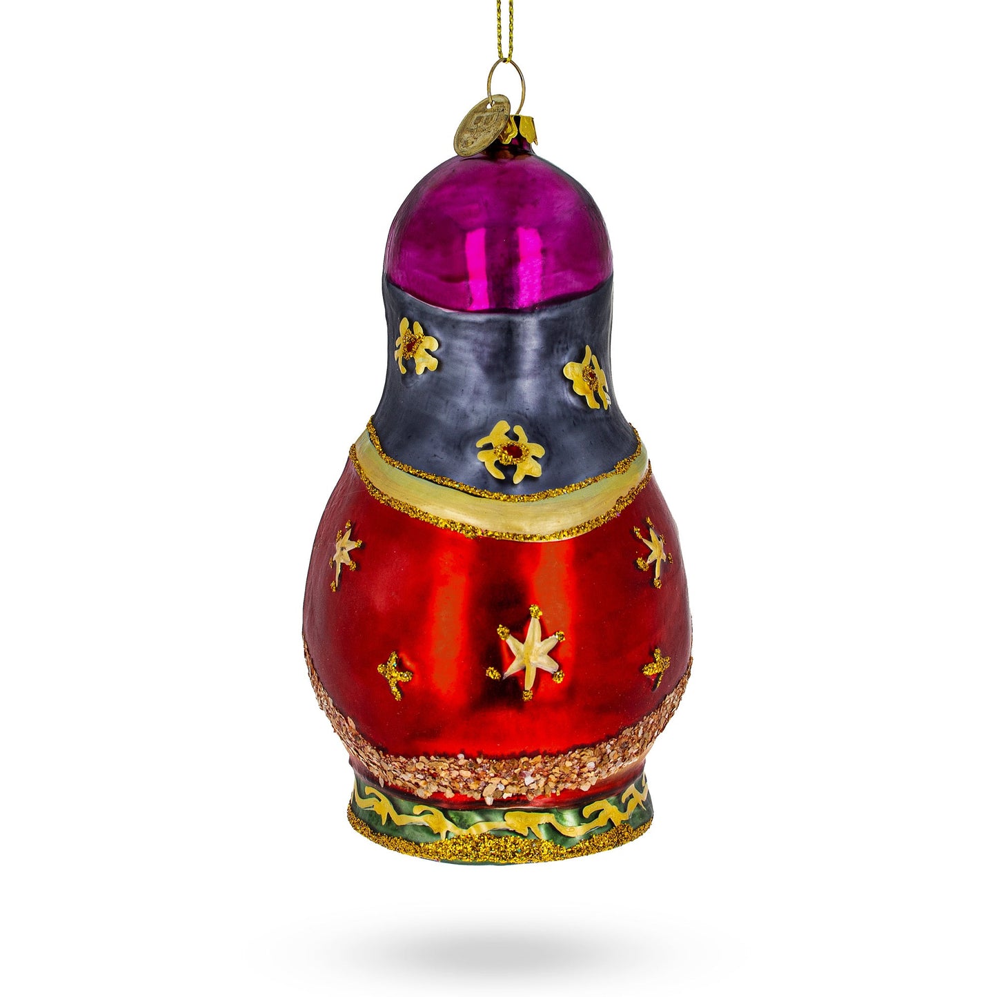 Matryoshka Doll with Nativity Scene Glass Christmas Ornament