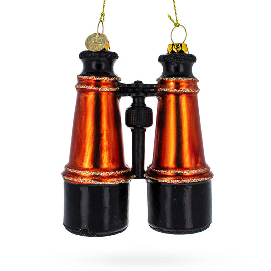 Adventurous Binoculars Glass Christmas Ornament