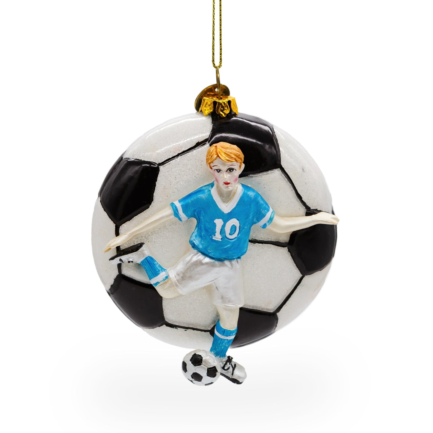 Football Player Glass Christmas Ornament