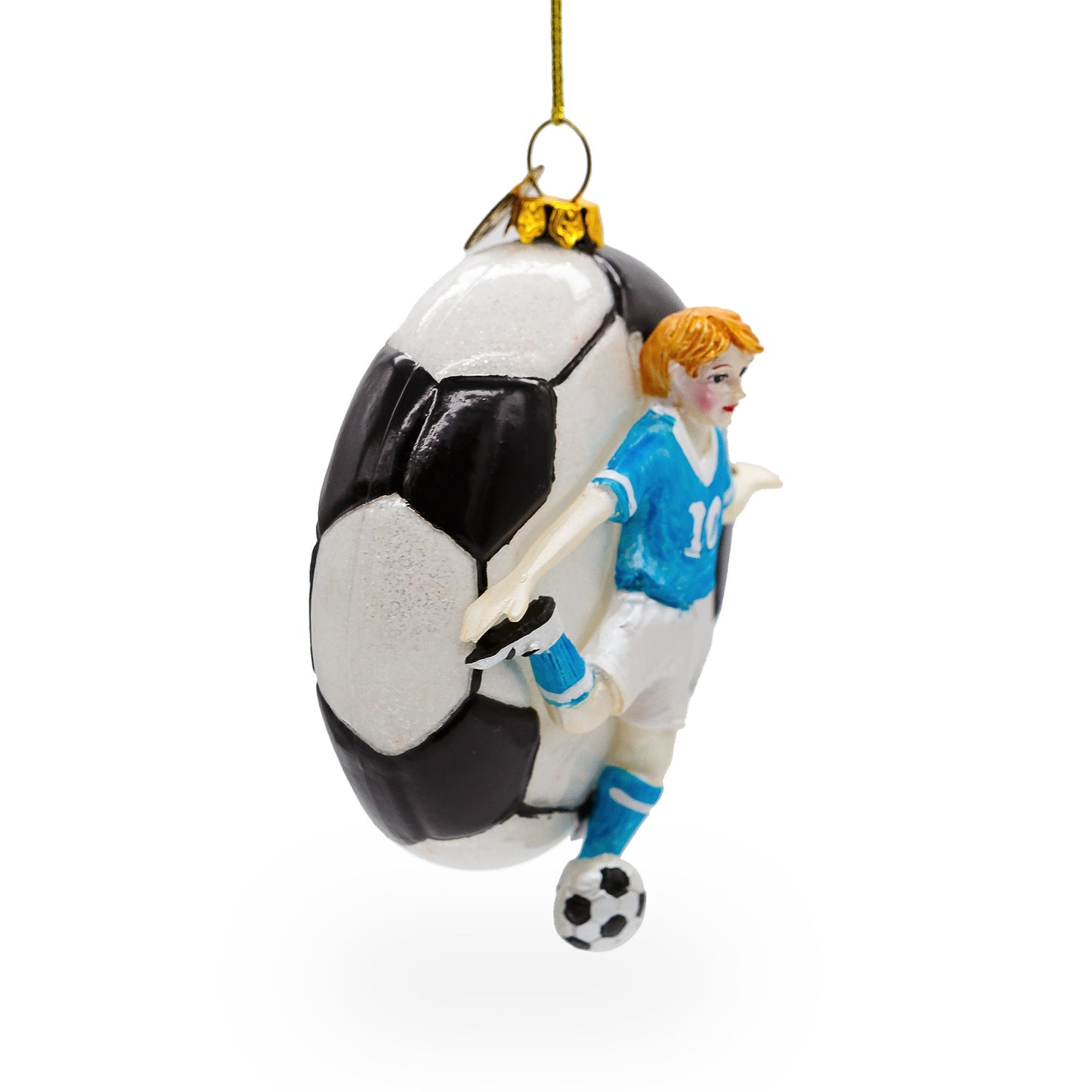 Football Player Glass Christmas Ornament
