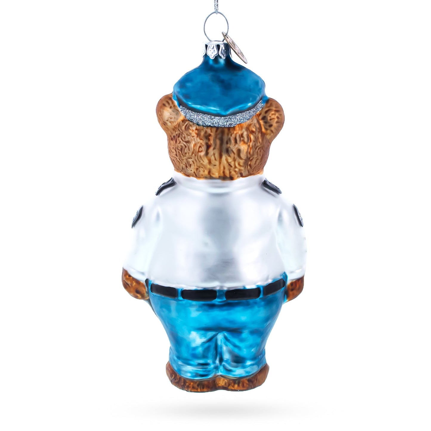 Police Bear Glass Christmas Ornament
