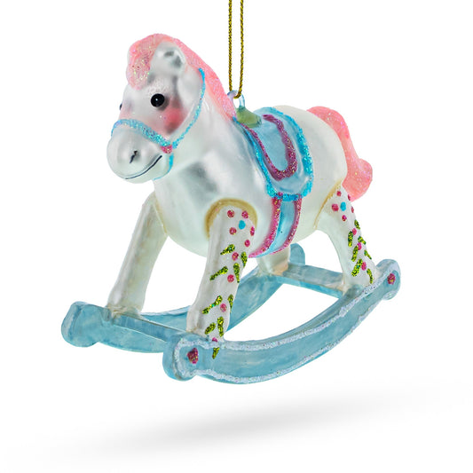 Baby’s First Rocking Horse Glass Christmas Ornament