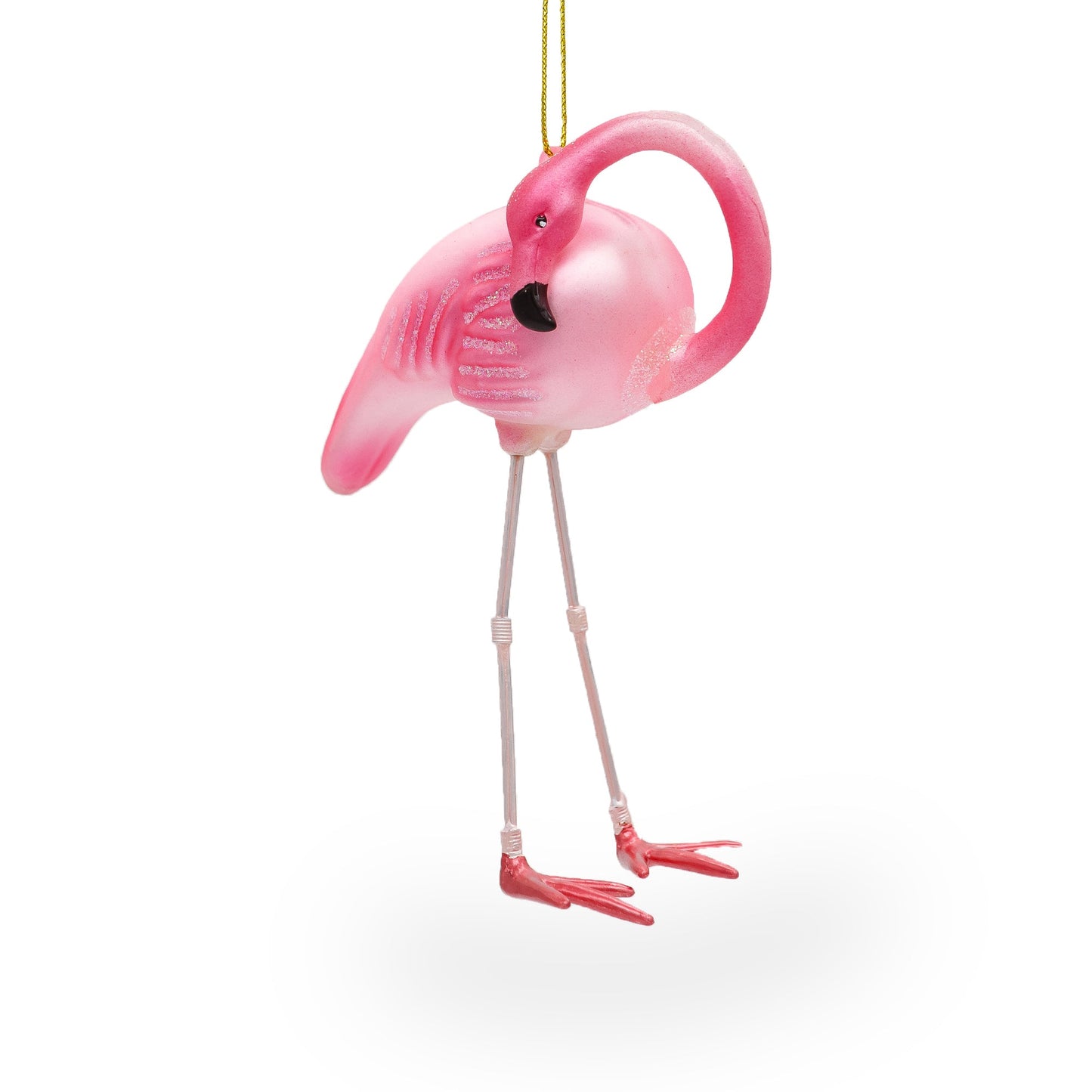 Pink Flamingo Glass Christmas Ornament
