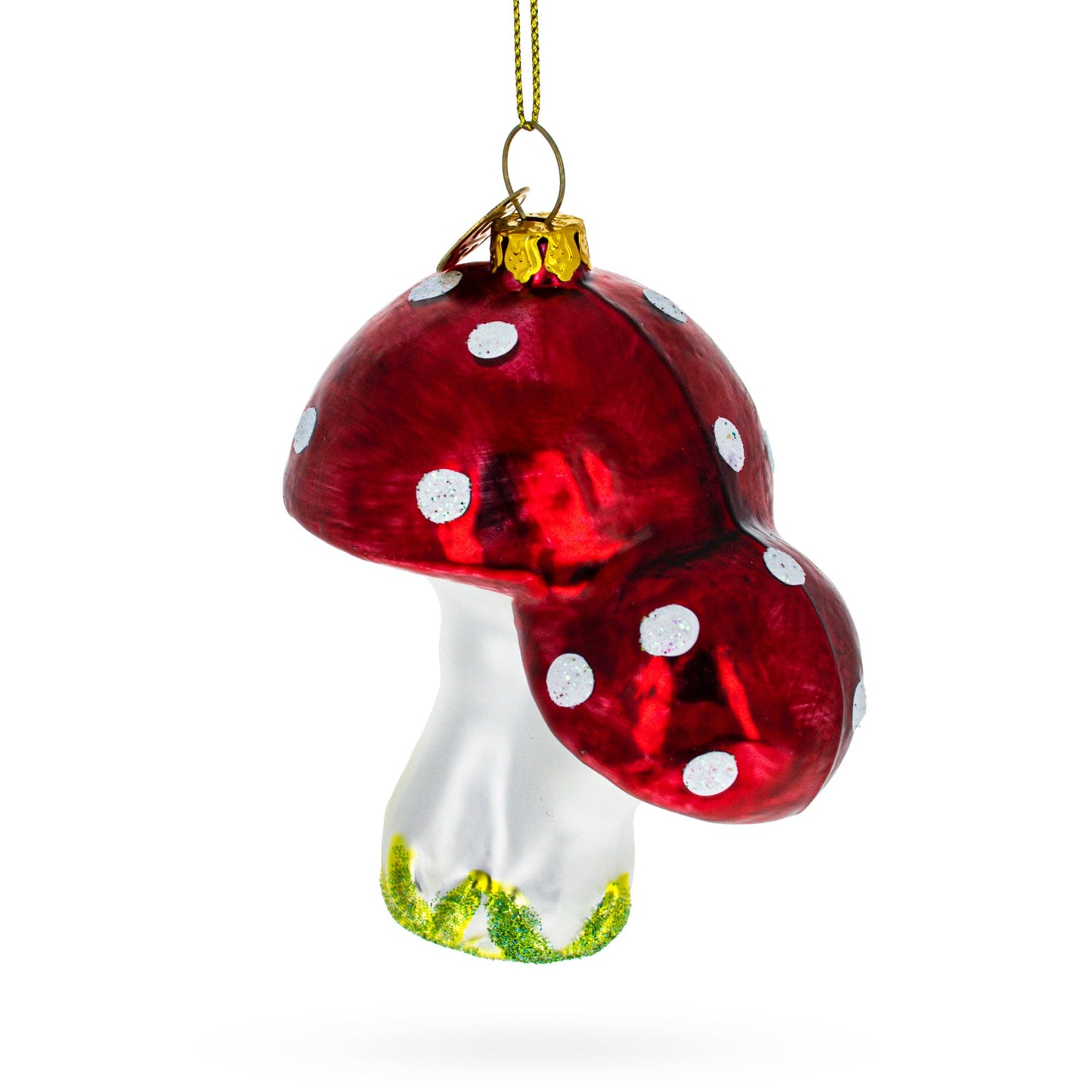 Red Mushrooms Glass Christmas Ornament