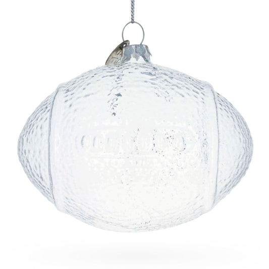 Football Clear Glass Christmas Ornament