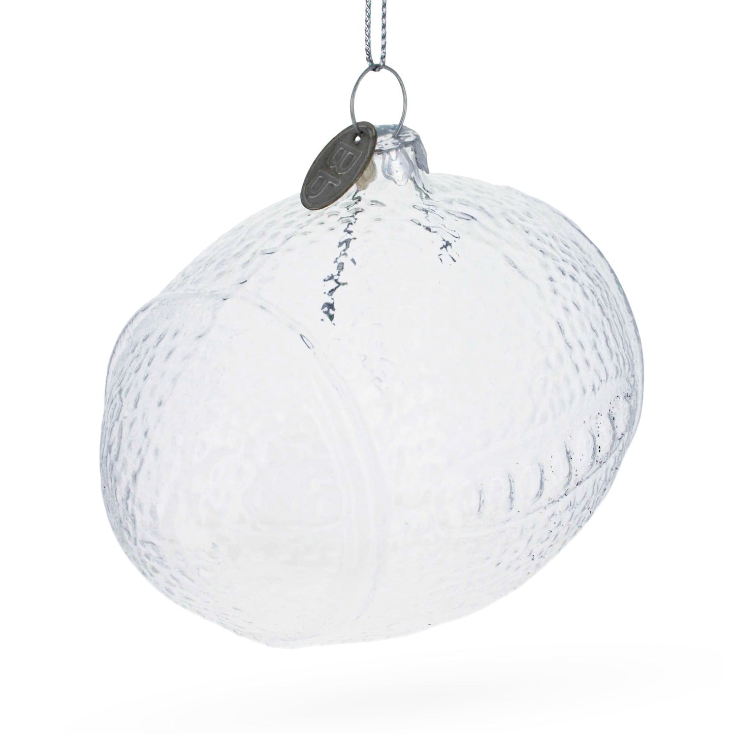 Football Clear Glass Christmas Ornament