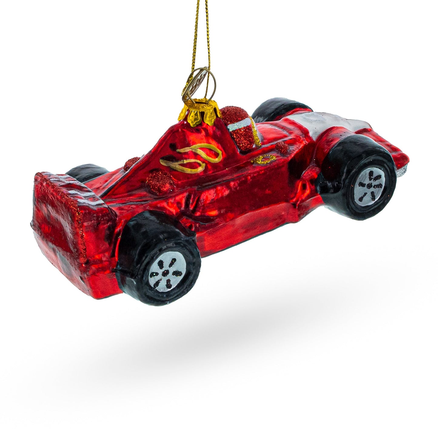 Sleek Racing Sports Car Glass Christmas Ornament