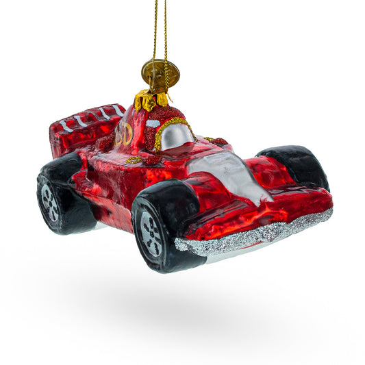 Sleek Racing Sports Car Glass Christmas Ornament