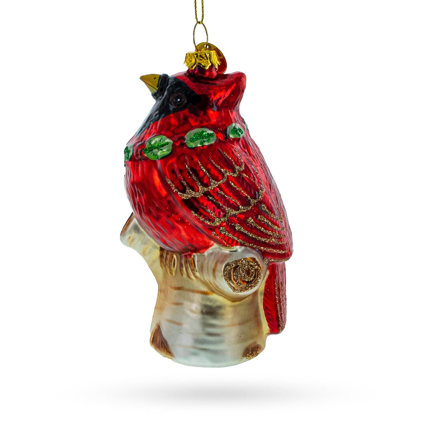 Red Cardinal on a Tree Branch Glass Christmas Ornament
