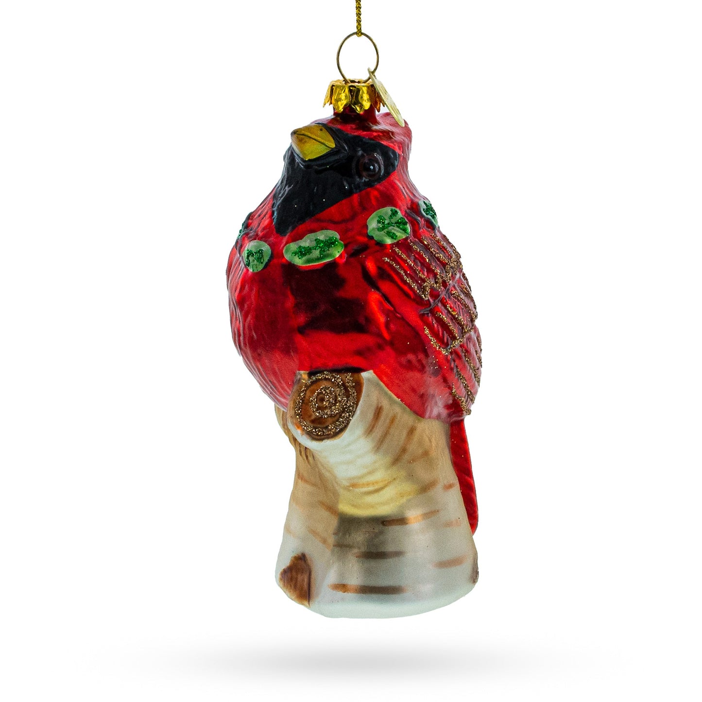 Red Cardinal on a Tree Branch Glass Christmas Ornament