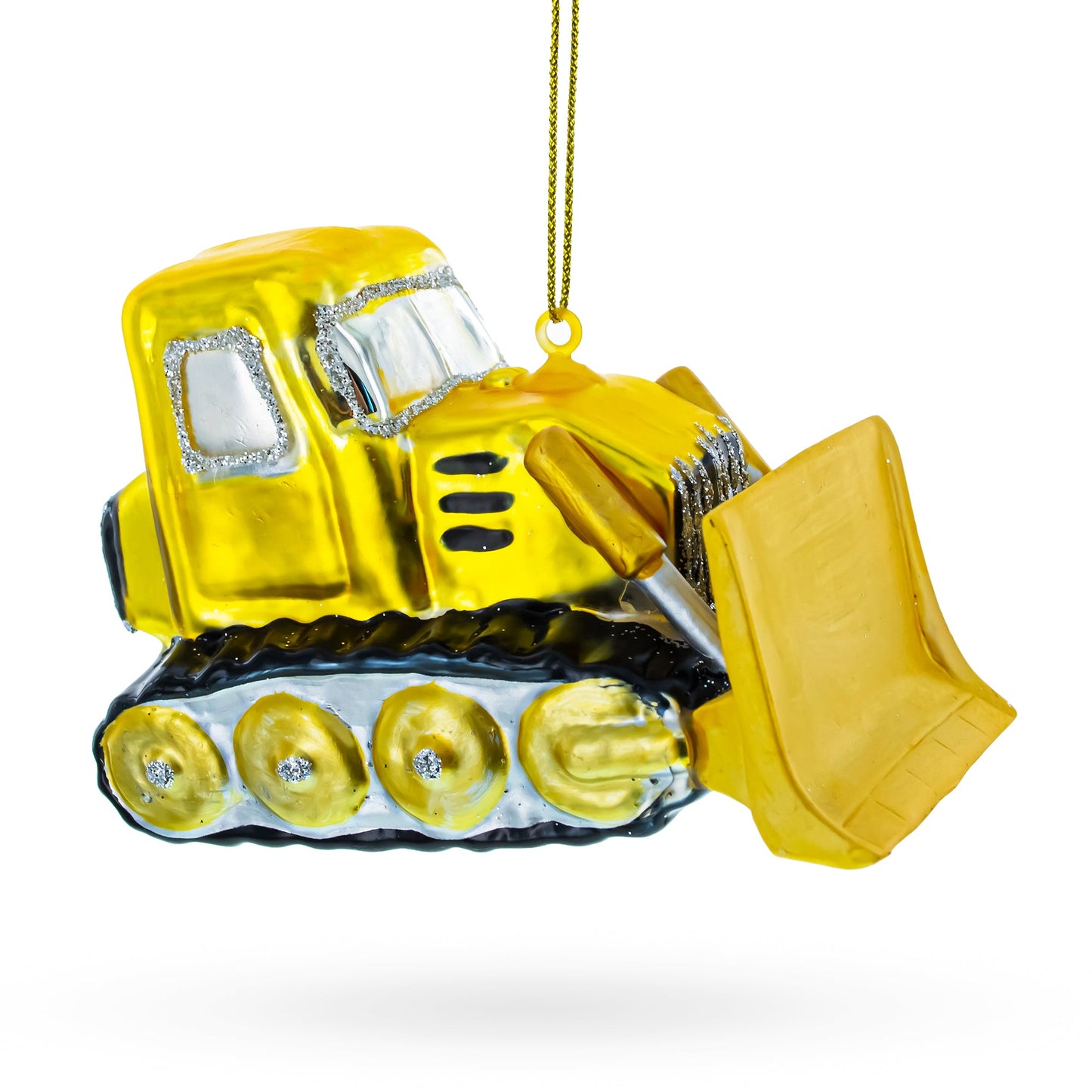 Bulldozer Glass Christmas Ornament