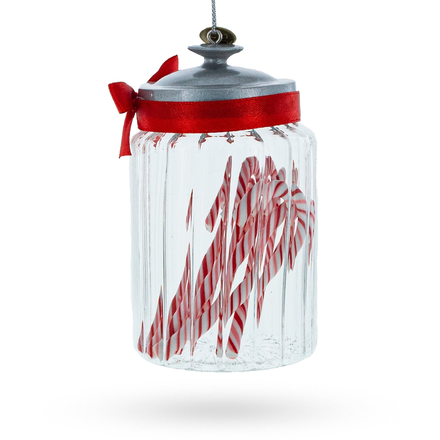 Candy Cane Jar Glass Christmas Ornament