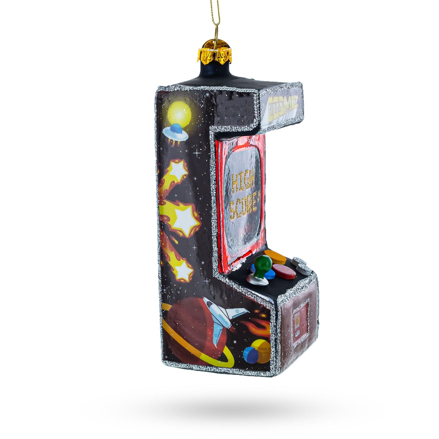 Arcade Game Machine Glass Christmas Ornament