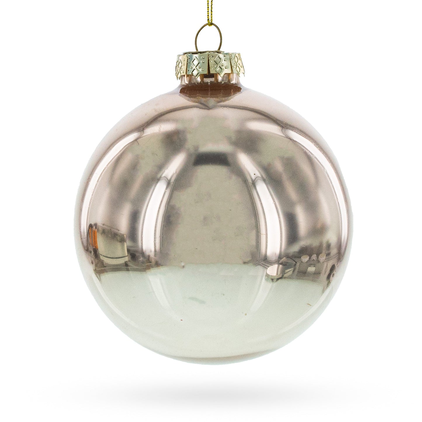 Rose Gold and Yellow Bejeweled Glass Egg Christmas Ornament