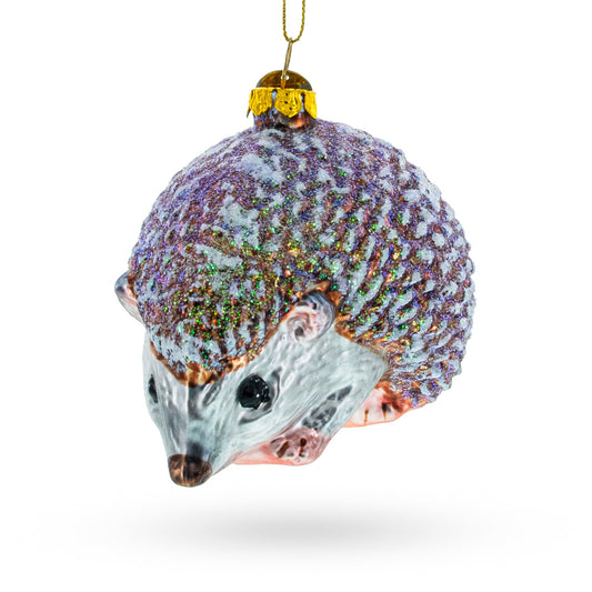 Sparkling Hedgehog Glass Christmas Ornament