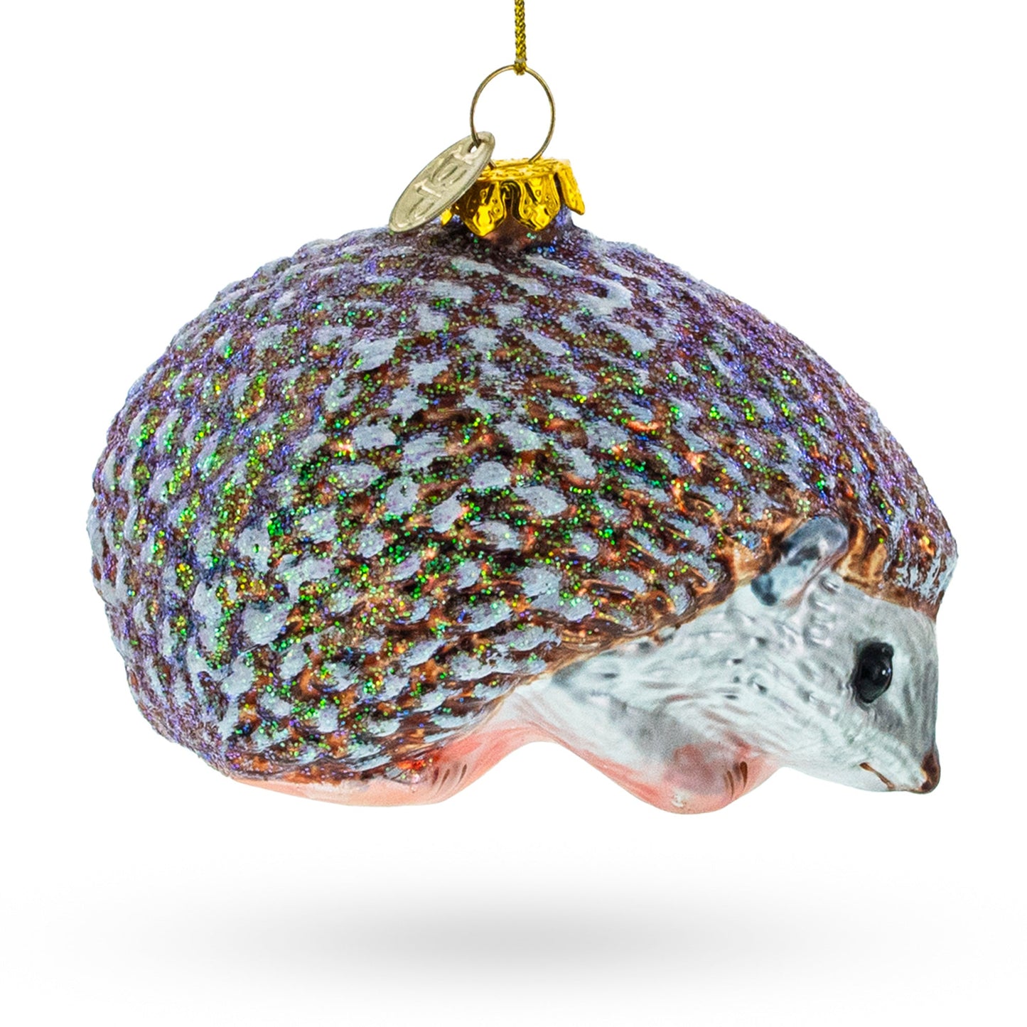 Sparkling Hedgehog Glass Christmas Ornament