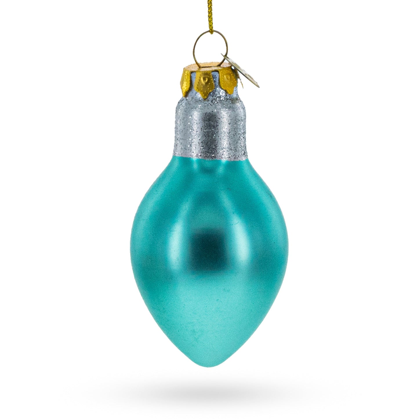 Shimmering Blue Light Bulb Glass Christmas Ornament