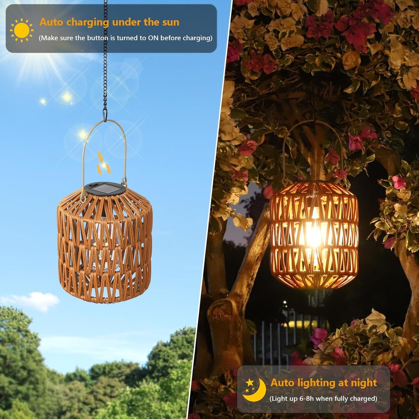 2 Pack Solar Lanterns Outdoor Waterproof