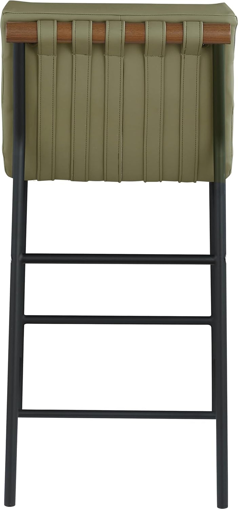 Olive Green Vegan Leather Counter Stool With Black Frame