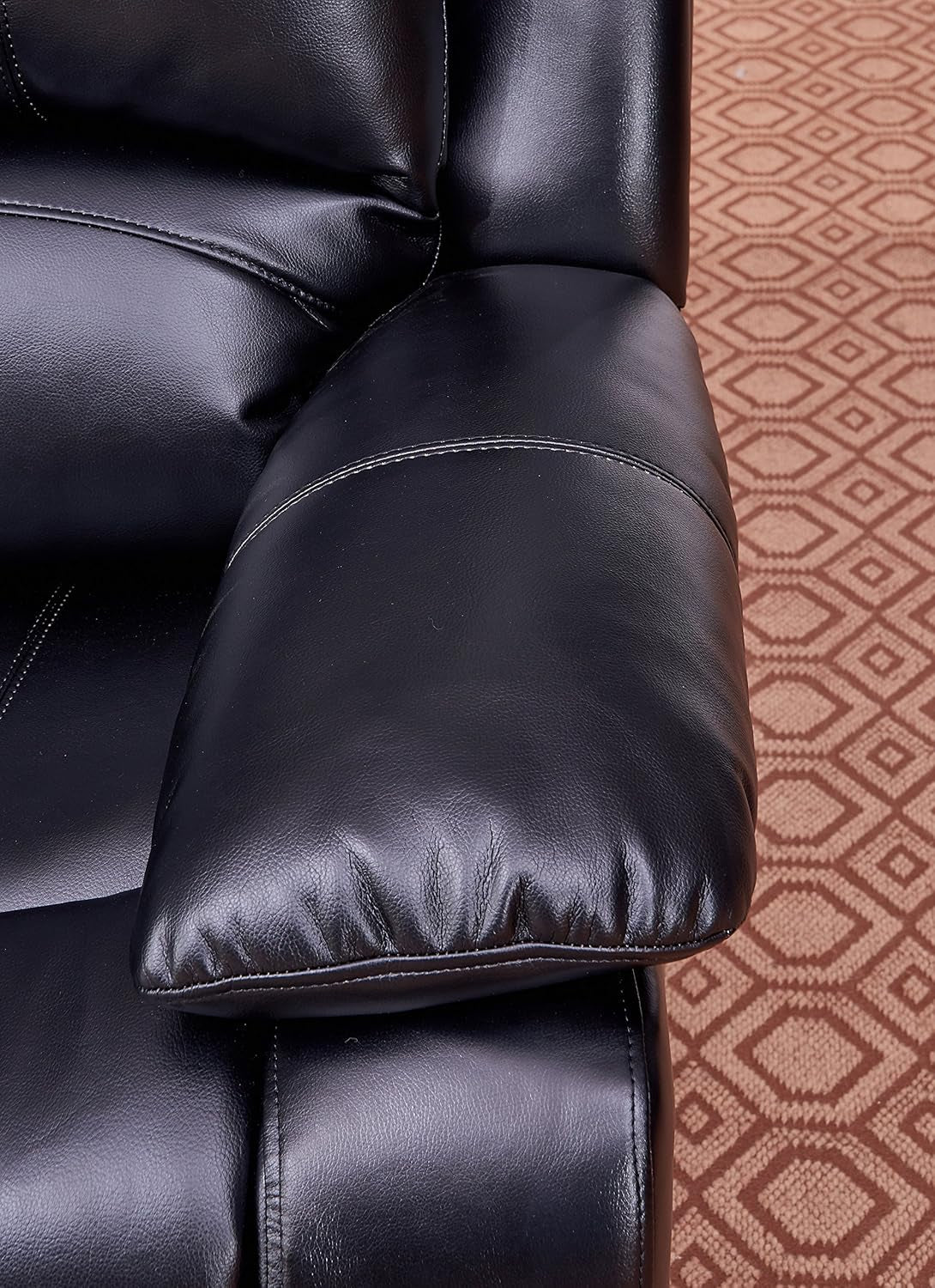 2Piece Bonded Leather Recliner Sofa And Loveseat Set Black 8018 With Pocket Coil Cushions