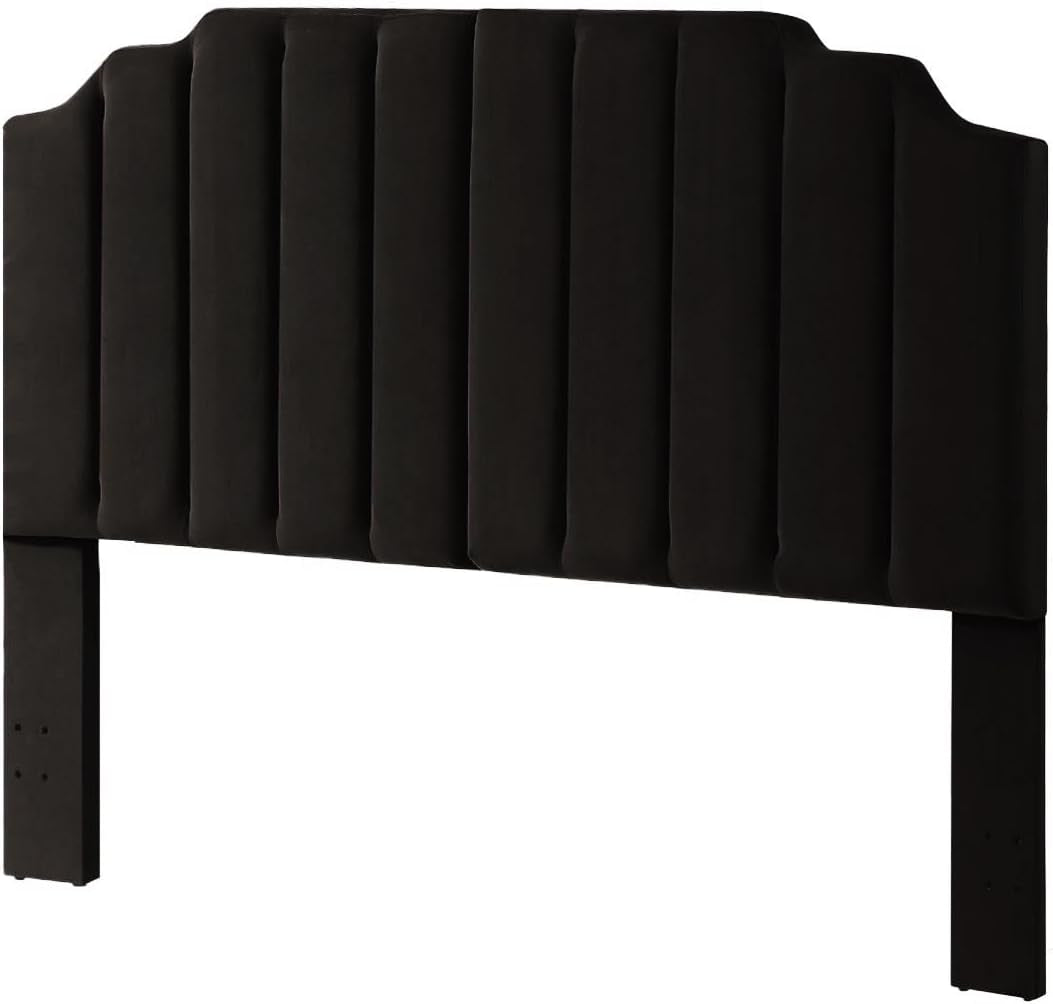 Elegant Black Velvet Tufted King Upholstered Headboard