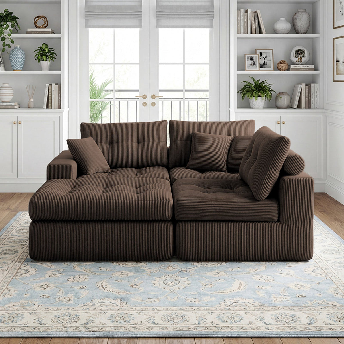 Corduroy Corner Chaise Compression Sofa Bed